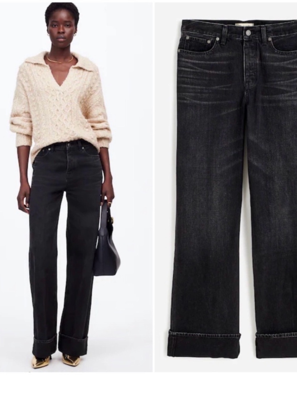 Madewell Black Low Slung Baggy Jeans size 28